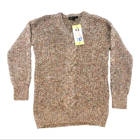 ADRIENNE VITTADINI Marl Knit V-Neck Sweater - Small -  NWT - Picture 2 of 5